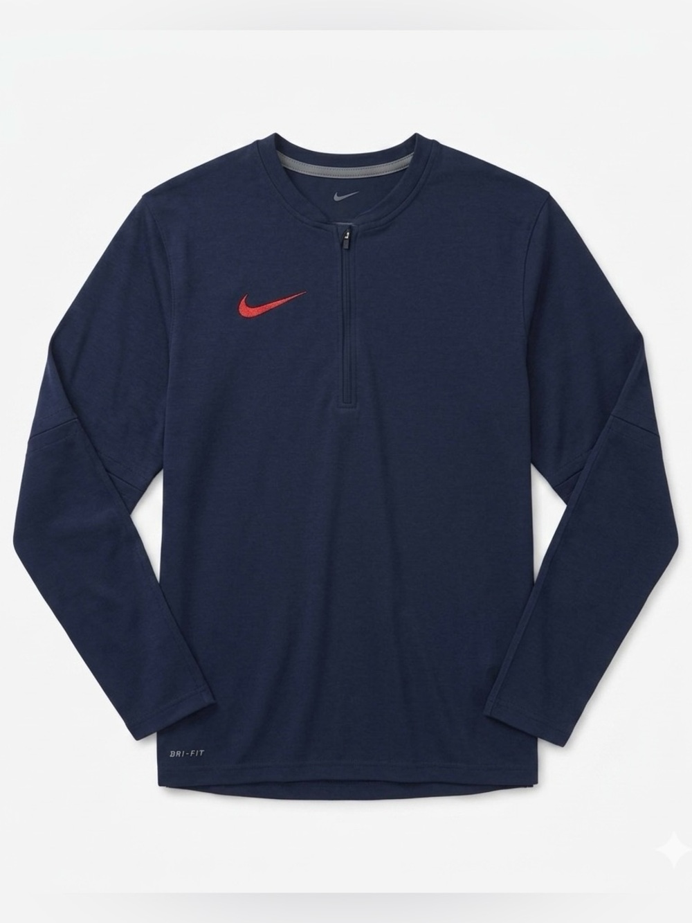 Nike Navy Long Sleeve Quarter Zip with Red Swoosh Accent
